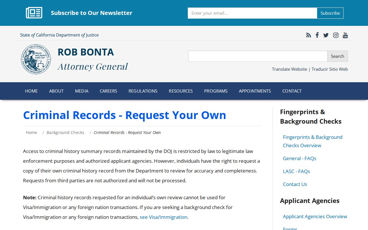 California DOJ personal criminal record review instructions for Sutter County residents