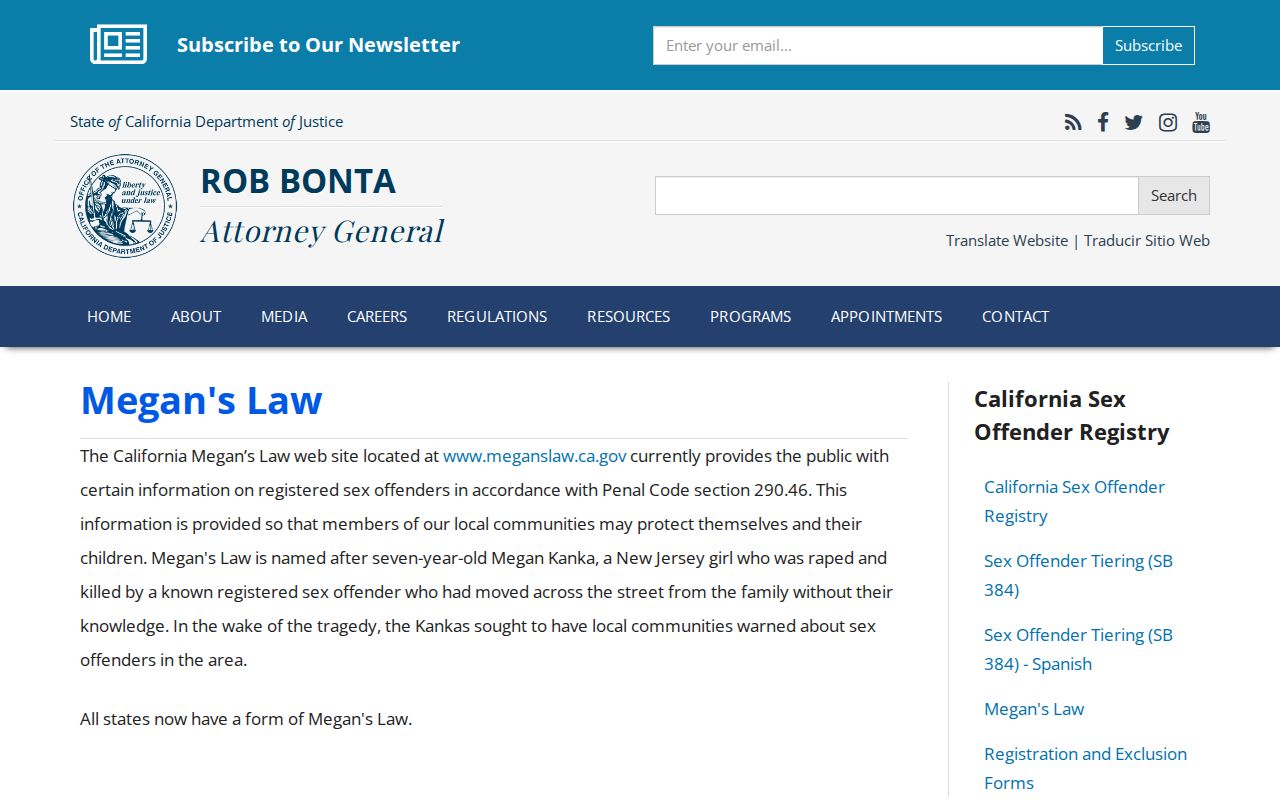 California DOJ Megan's Law information for Sutter County registry checks
